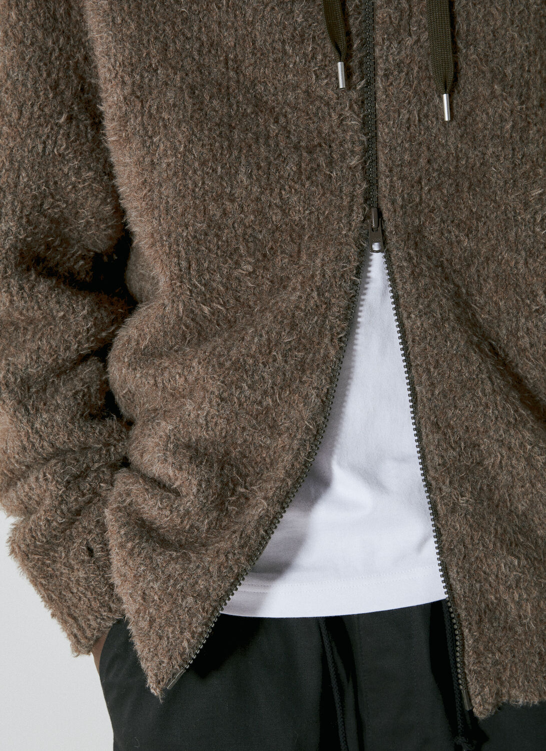 Shop Comme Des Garçons Homme Deux Fluffy Knit Hooded Zip-up Sweatshirt In Brown