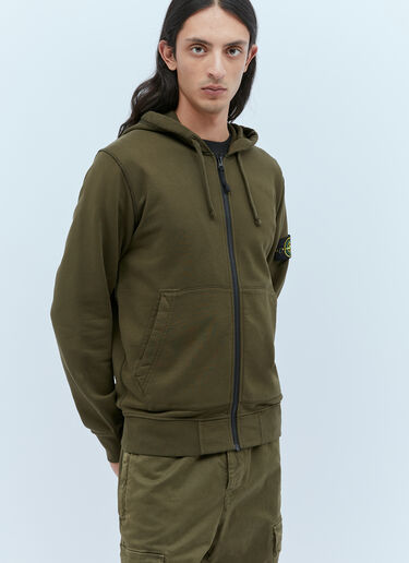 Zip-Up Compass Patch Hooded Sweatshirt Stone Island Zip-Up Compass Patch Hooded Sweatshirt Green sto0154047