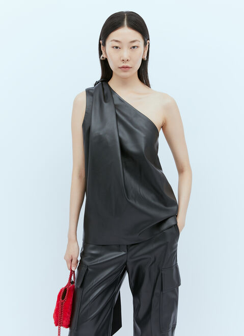 Stella McCartney One Shoulder Scarf Top Black stm0254005