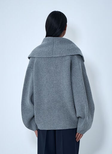 TOTEME Ribbed Wool Cardigan Grey tot0263011