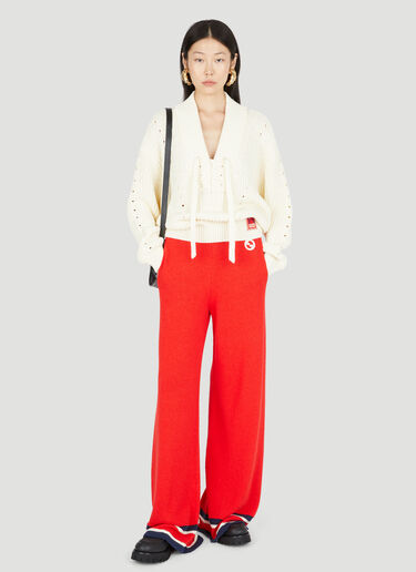 Gucci Lace-Up Knit Sweater White guc0253021