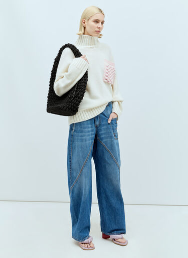 JW Anderson 라지 팝콘 바스켓 숄더백 블랙 jwa0255019