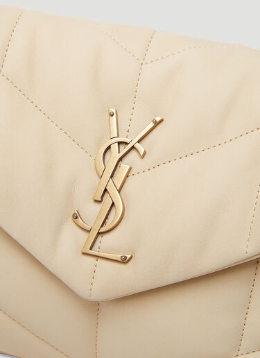 Saint Laurent Womens Dark Beige Puffer Small Leather Shoulder Bag