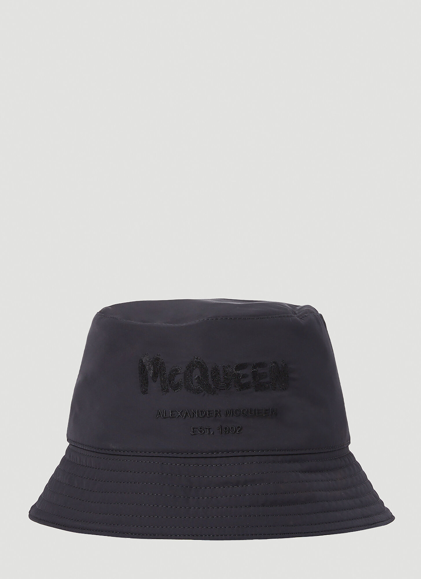 Shop Alexander Mcqueen Logo Embroidery Bucket Hat In Black