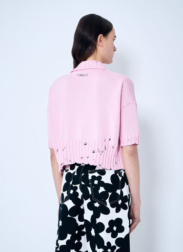 Marni Distressed Knit Polo Shirt Pink mni0259010