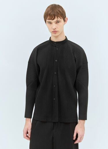 Homme Plissé Issey Miyake Pleated Band Collar Shirt Black hmp0158017