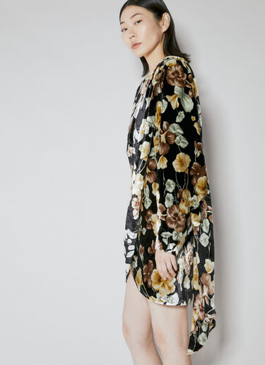 Saint Laurent Floral Velvet Dress Black sla0253001