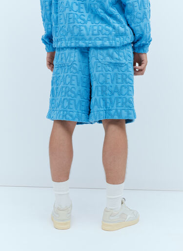 Versace Logo Jacquard Towel Shorts Blue ver0153008