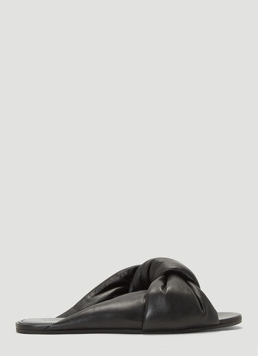 Balenciaga Drapy Leather Slides Black bal0243038