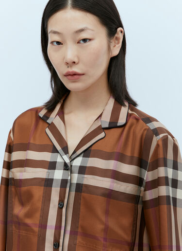 Jackie Check Pyjama Shirt Burberry Jackie Check Pyjama Shirt Brown bur0253027
