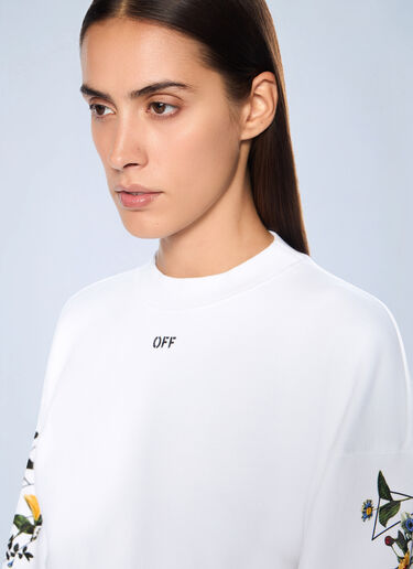 Off-White Arrow Flowers Crop Crew Logo Sweatshirt White ofw0262047