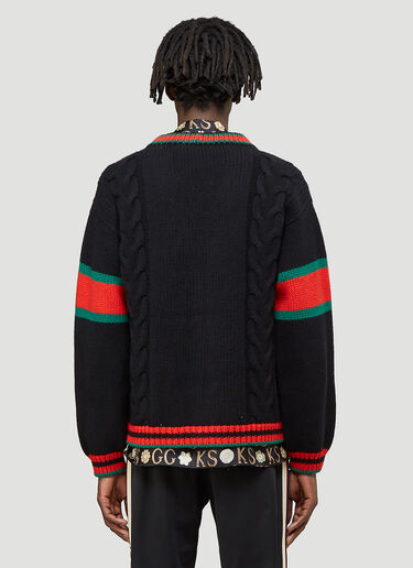 Gucci Oversized Cable-Knit Cardigan Black guc0143013