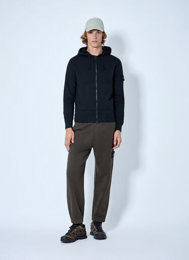 Stone Island Zip-Up Hoodie with Sleeve Patch Black sto0165018