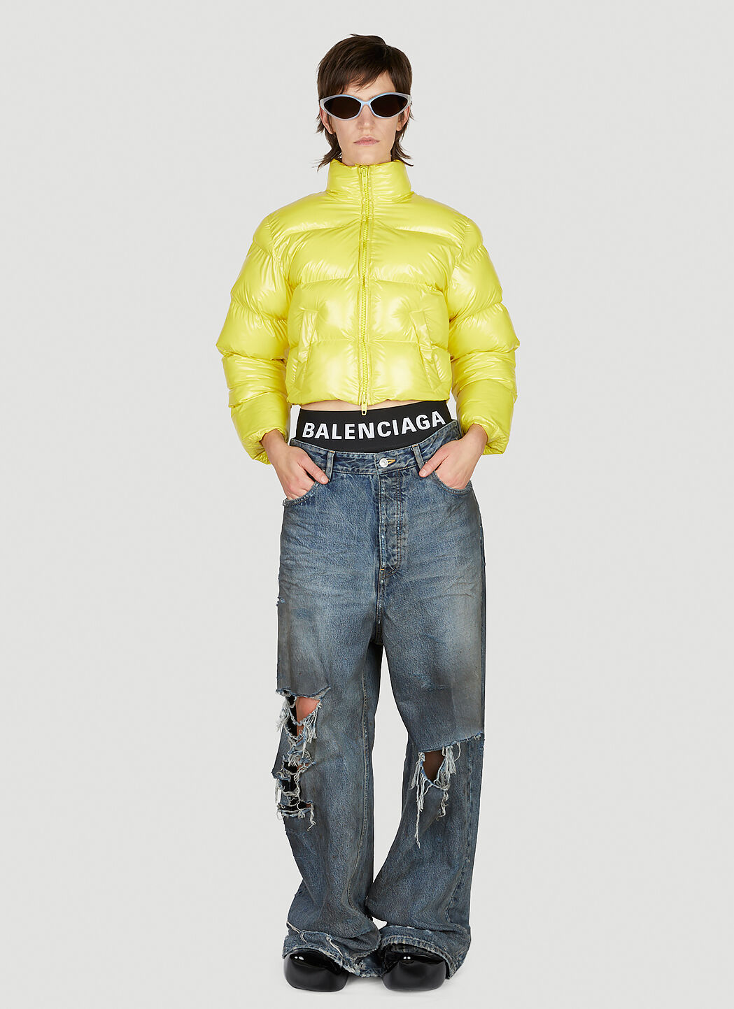 Balenciaga Shrunken Puffer Jacket in Yellow fur Damen LN CC