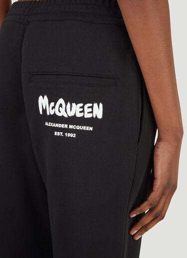 Alexander McQueen Graffiti 徽标运动裤 黑 amq0245009