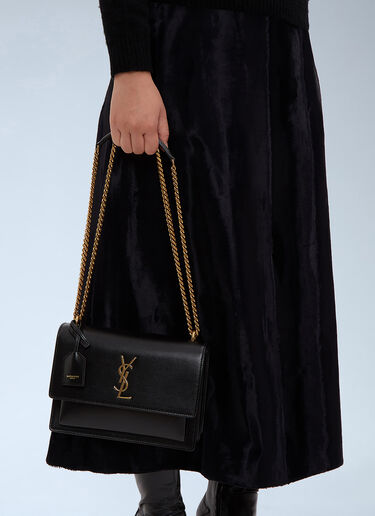 Saint Laurent Sunset Chain Shoulder Bag Black sla0233062