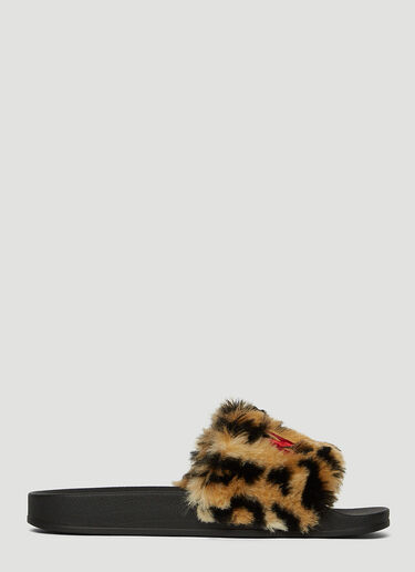Marni Women s Faux Fur Slides in Black LN CC