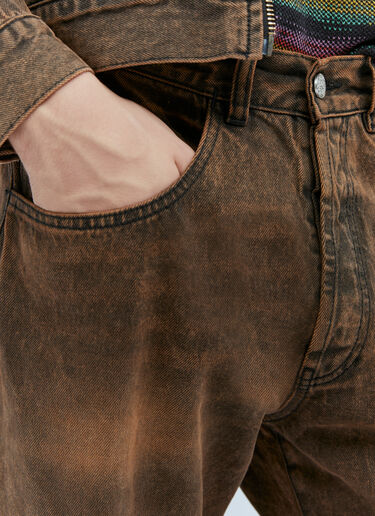 Aries Acid Wash Batten Denim Jean Brown ari0154014