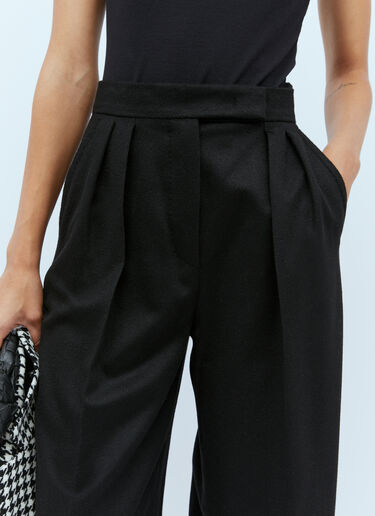 Max Mara Wide Leg Wool Pants Black max0254094