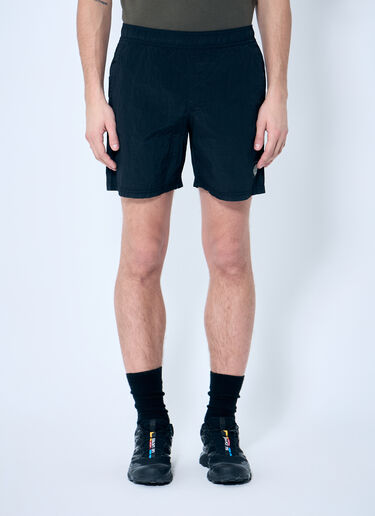 Stone Island Nylon Shorts With Logo Patch Black sto0160064