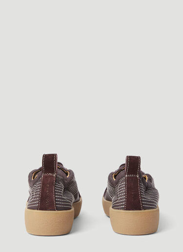 Dries Van Noten 퀼팅 마감 로우 탑 스니커즈 버건디 dvn0255007