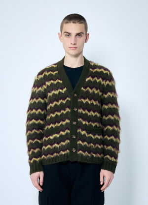 Brain Dead Zig Zag Striped Cardigan Green bra0158009