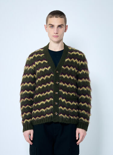 Brain Dead Zig Zag Striped Cardigan Green bra0158009