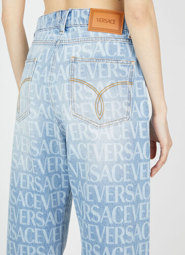 Versace Monogram Straight-Leg Jeans Blue vrs0251017