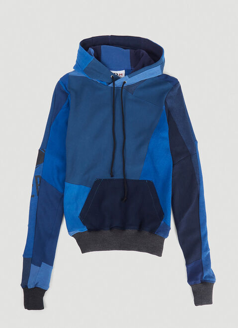 The Elder Statesman Monochromatic Deconstructed Panelling Hooded Sweatshirt Green tes0150001