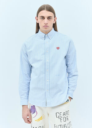 Human Made Logo Patch Stripe Shirt Beige hmd0159001