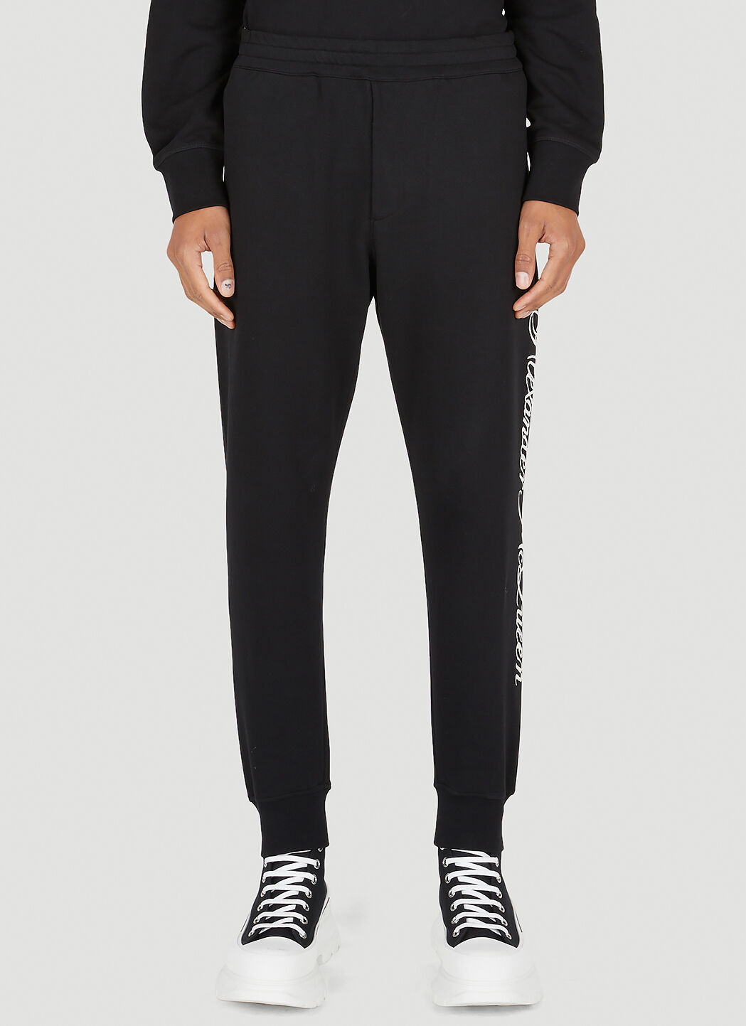 Alexander McQueen Logo Print Track Pants in Black LN CC