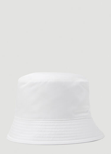 Prada Logo Patch Bucket Hat White pra0249040