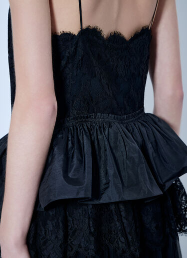 LN-CC® - Chloé: Thin-Strap Ruffle Top In Technical Taffeta & Lace - Black Chloé Thin-Strap Ruffle Top In Technical Taffeta & Lace Black chl0265011