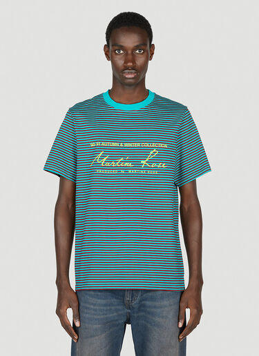 Martine Rose Striped Logo T-Shirt Light Blue mtr0152003