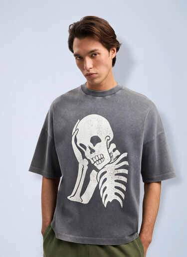 LN-CC® - Palm Angels: Skull Loose T-Shirt - Grey Palm Angels Skull Loose T-Shirt Grey pma0164059