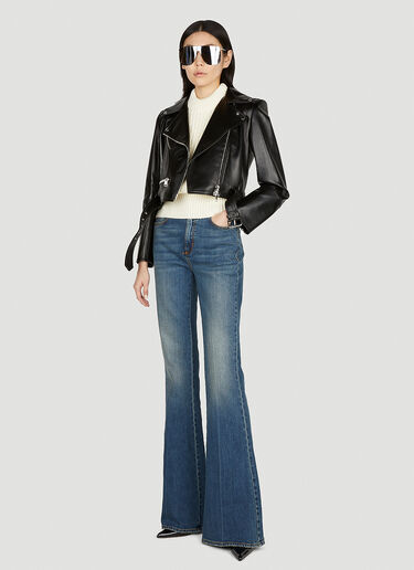 Alexander McQueen Cropped Leather Biker Jacket Black amq0251040