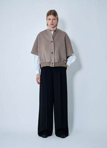 Max Mara Cashmere Logo Motif Poncho Beige max0261028