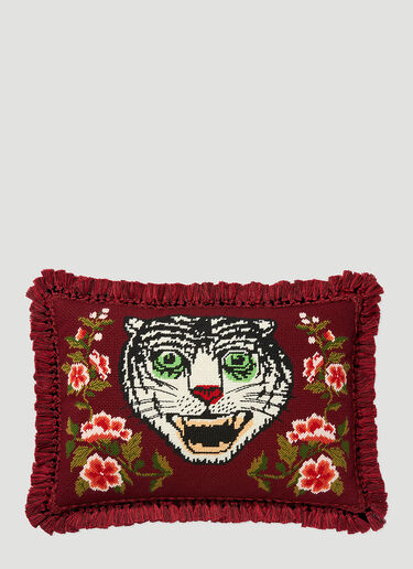Gucci Tiger Needlepoint Cushion Burgundy wps0638393