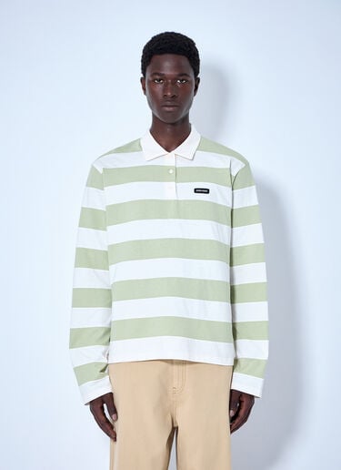 LN-CC® - Miu Miu: Striped Jersey Polo Shirt - Yellow Miu Miu Striped Jersey Polo Shirt Yellow miu0165004