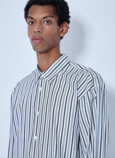 LN-CC® - Dries Van Noten: Croom Stripe Cotton Poplin Shirt - Grey Dries Van Noten Croom Stripe Cotton Poplin Shirt Grey dvn0165006