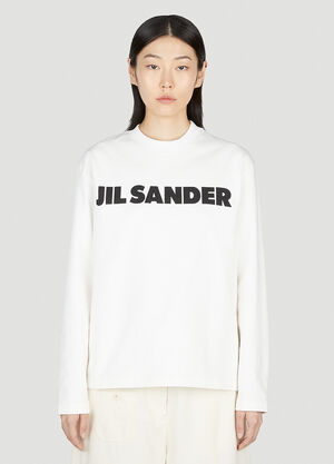 Jil Sander Logo Print Long Sleeve T-Shirt White jil0256004