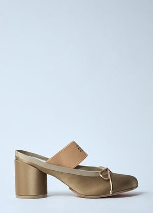 MM6 Maison Margiela Logo Elastic Ballet Décolletés Mules Beige mmm0259014