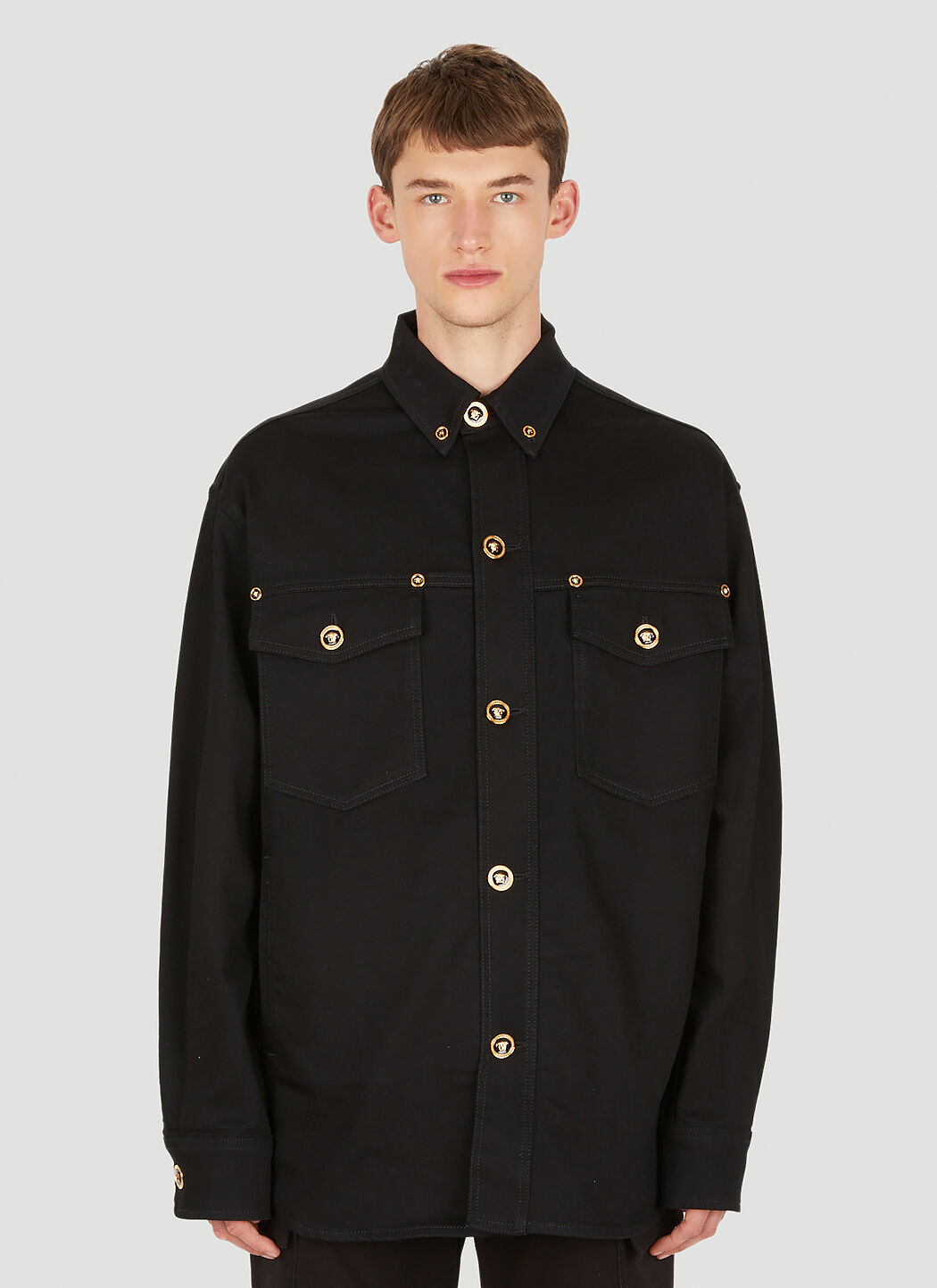 Versace Medusa College Fit Denim Jacket in Black LN CC