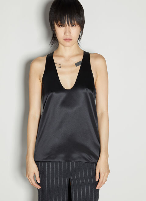 Saint Laurent Silk Tank Top Black sla0254043