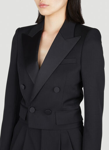 Saint Laurent Cropped Tuxedo Blazer Black sla0253040