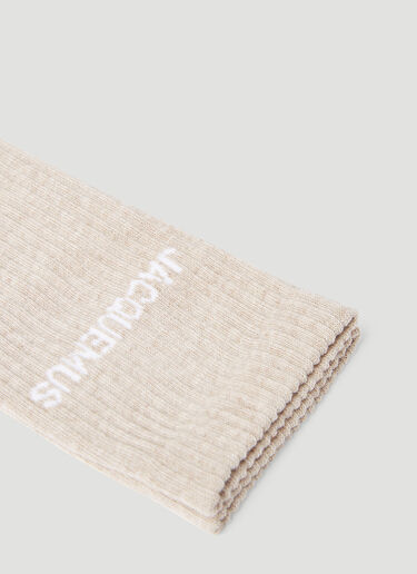 Jacquemus Logo Print Knit Socks Beige jac0154035