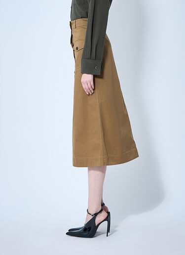 Saint Laurent Cotton Serge Midi Skirt Brown sla0259020