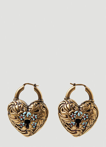 Acne Studios Embellished Heart Earrings Gold acn0248055