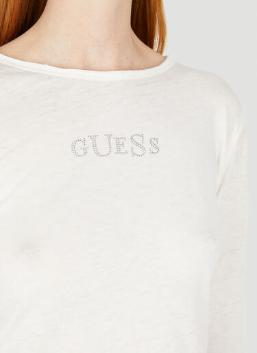 Guess USA 徽标长袖 T 恤 白色 gue0250016