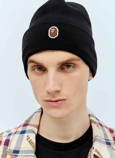 A BATHING APE® Logo Patch Beanie Black aba0156015